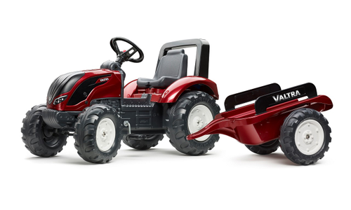 Трактор с педалью Valtra с прицепом-металлический красный
