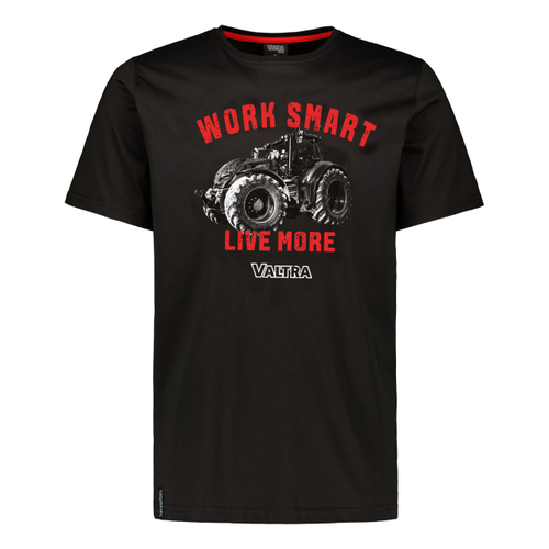 Футболка черная с надписью „Work Smart Live More”